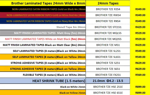 Brother TZE Laminated labels 24mm Brother TZE Laminated labels 24mm