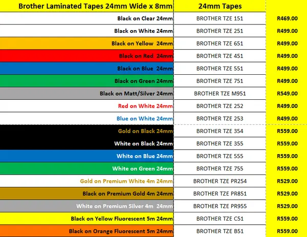 Brother TZE Laminated labels 24mm Brother TZE Laminated labels 24mm